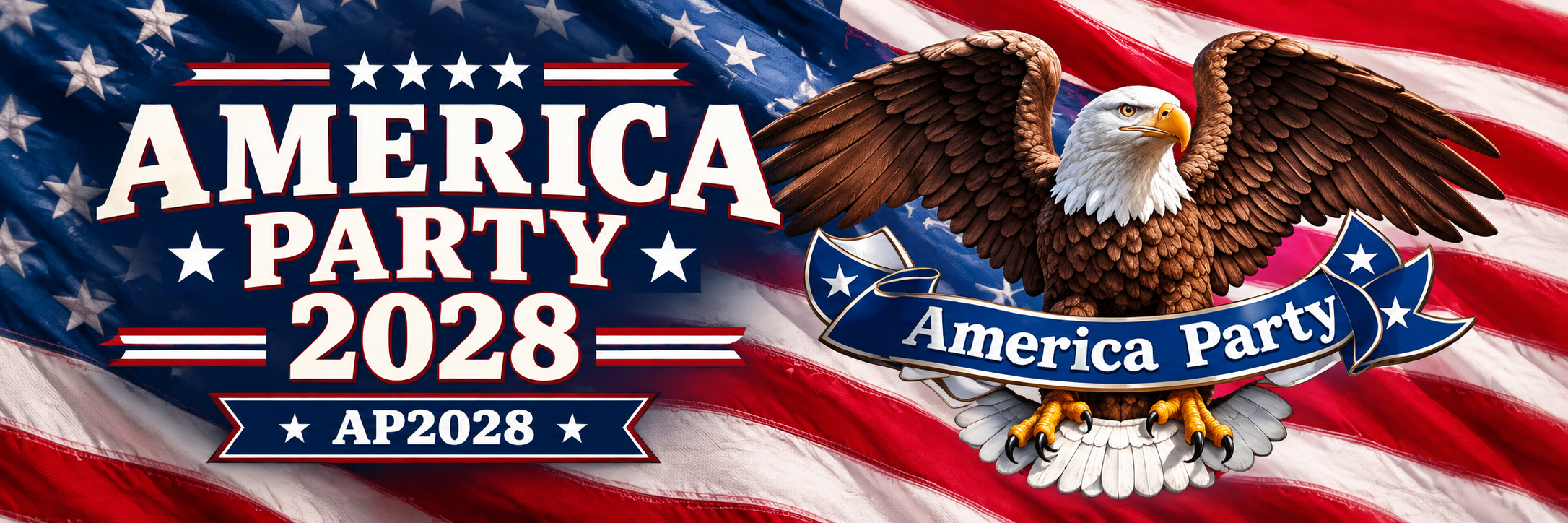 America Party 2028 — AP2028, featuring an eagle and the American flag